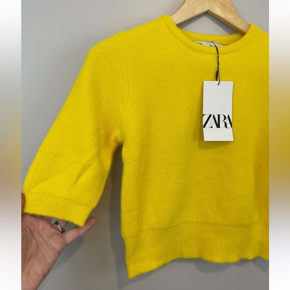 Zara bright yellow knit tee shirt top BNWT - Picture 2 of 3